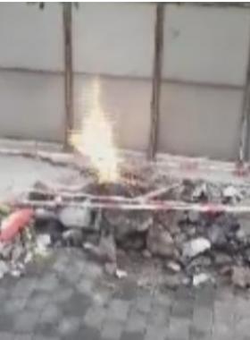 燃氣泄漏搶險 電鎬破路火花引燃泄漏天然氣